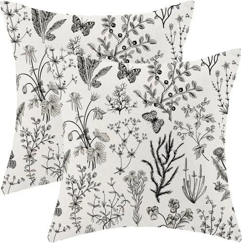 Miniatura 11 de AEIOAE Fundas de Almohada de Primavera 12x20 Pulgadas Juego de 2, Fundas de Almohadas Decorativas de Flores Silvestres y Plantas Verde Salvia