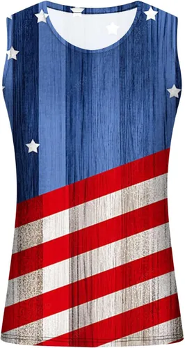 Miniatura 3 de Camisetas Mangas del Día la Independencia Hombres Camisetas sin Mangas Estampado Estrellas Cinco puntas Camisetas