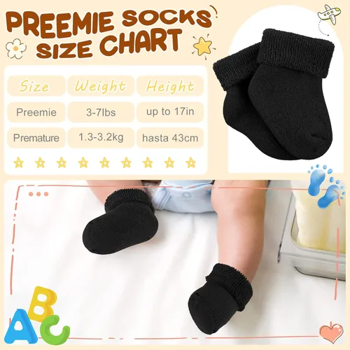 Miniatura 15 de Janmercy 20 Pair Preemie Socks Baby Boy Girls Newborn Premature Terry Cotton Socks for Unisex Baby