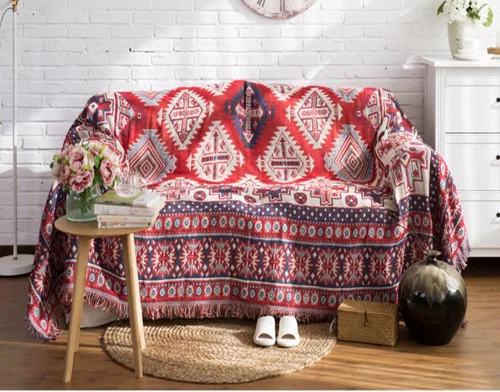 Miniatura 9 de MIFXIN Manta de felpilla jacquard de 35 x 82 pulgadas, manta tejida de algodón de doble cara con borlas decorativas, manta ligera y suave para cama