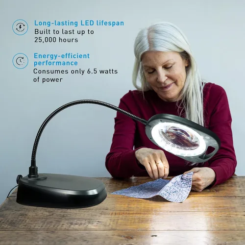 Miniatura 5 de daylight Lámpara LED con lupa, lámpara de pie y mesa, lámpara de pie para sala de estar, dormitorio, salón, oficina, control táctil, brazo flexible