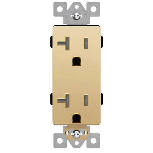 Miniatura 20 de LIDER LR15-TR-GD5P - Receptáculo decorativo mate c/tapa frontal intercambiable, tomacorriente a prueba de manipulaciones/niños, autoconexión a Dorado