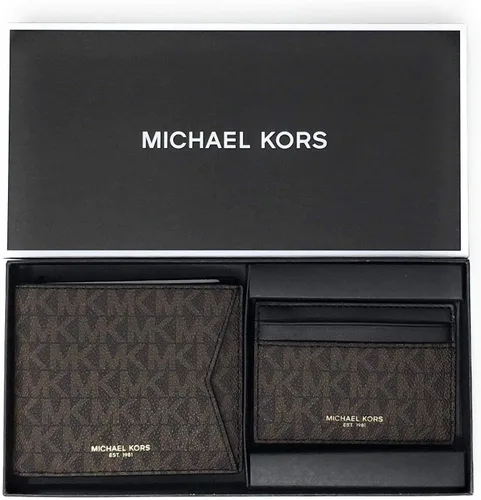 Miniatura 3 de Michael Kors Mens Set Two Piece Leather Billfold Wallet With Card Case (Brown PVC)