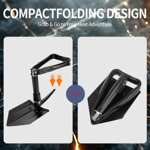 Miniatura 5 de Multiherramienta táctica 14 en 1 con mecanismo de bloqueo y pala plegable, equipo de supervivencia para camping, nieve, senderismo, caza