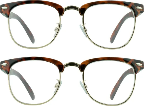 Miniatura 10 de proSPORT Gafas de lectura con montura de cuerno, vintage, clásicas, semi sin montura para hombres y mujeres, 2 pares combinados