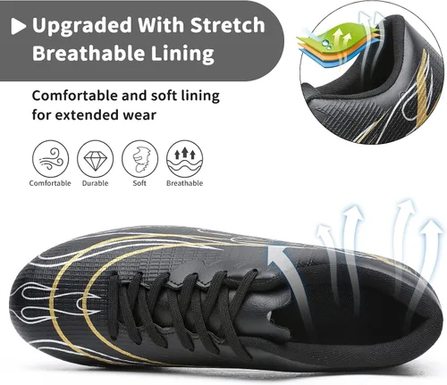 Miniatura 3 de Hanani Zapatos de fútbol para niños y niñas, zapatos de fútbol para jóvenes, atléticos, para exteriores e interiores, zapatos de béisbol firmes