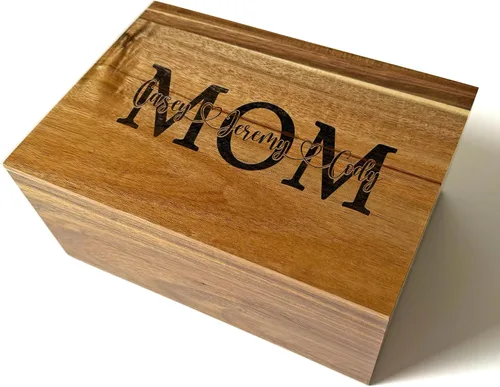 Miniatura 34 de Caja de madera grabada personalizada grande – Caja de recuerdo de madera de acacia con mensaje oculto personalizado, cajas de memoria de nogal