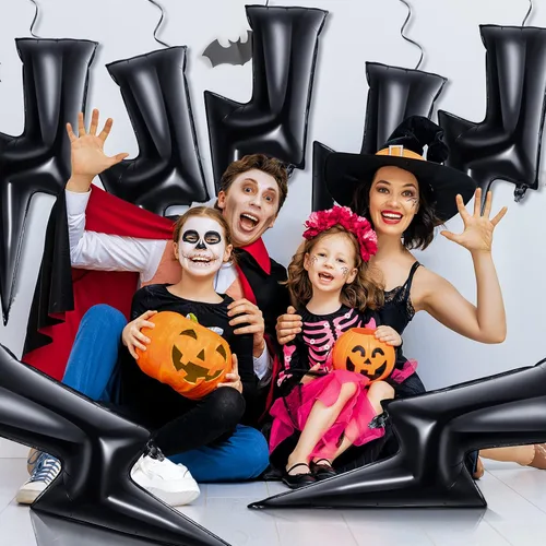 Miniatura 5 de Deekin 4 globos de 45 pulgadas con forma de rayo para fiestas, globos con forma de rayo para decoración de cumpleaños, boda, baby shower (negro)