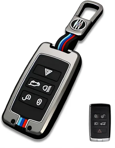 para Land Rover Funda para llavero Carcasa Metálica Soporte para llave inteligente Compatible con Range Rover Sport Discovery LR4 Evoque Velar, Gris
