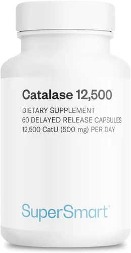 Supersmart - Catalase 500mg por día (12500 CatU) - Enzima natural - Suplemento anti canas | Sin OMG y sin gluten - 60 cápsulas de liberación