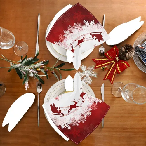 Miniatura 4 de Paquete de 6 servilletas de tela, servilletas lavables de Navidad, ideales para bodas, fiestas, cenas de vacaciones, 20 x 20 pulgadas Patrón 3