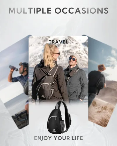 Miniatura 5 de Bolso de hombro WATERFLY, morrales, bolsos, mochilas triangulares cruzadas sobre el cuerpo, de soga, para senderismo o mochilas multiuso y bolsa
