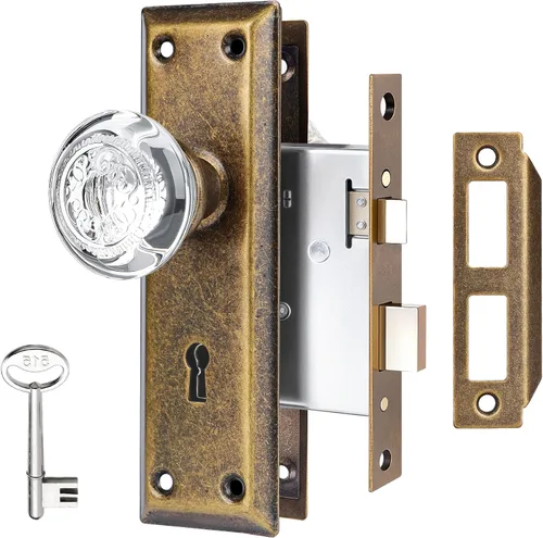 Miniatura 8 de Juego de cerradura de embutir ToPToToo para puerta interior, pomos de puerta de vidrio de cristal interior, reemplazo de perilla de puerta