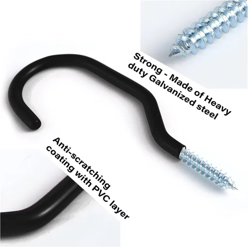 Miniatura 4 de Sinoer Paquete de 8 ganchos resistentes para bicicleta, gancho de almacenamiento con tornillo, para organización y almacenamiento de pared y techo