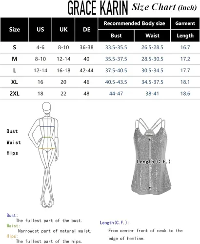 Miniatura 3 de GRACE KARIN Women's Sleeveless Sparkle Shimmer Camisole Vest Double Strap Sequin Tank Tops