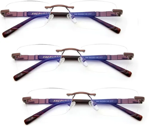 Miniatura 7 de Gafas de lectura sin montura para hombre, con bloqueo de luz azul, lentes de metal para hombre, antideslumbramiento