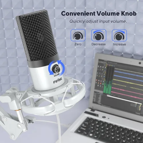 Miniatura 3 de Kit de micrófono de grabación USB FIFINE, micrófono de condensador de estudio para voces, creación de música, voz en off, canto con brazo de boom