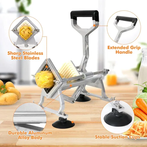 Miniatura 4 de Anatole Cortador comercial de papas fritas con cuchillas de acero inoxidable de 1/2 pulgadas, 3/8 pulgadas, 1/4 pulgadas, 8 cuñas, cortador de papas