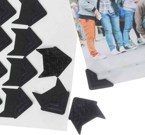 Miniatura 4 de Yesallwas 10 hojas (240 unidades), color negro, autoadhesivas, para montaje de fotos, esquinas para manualidades, álbumes de recortes, álbum