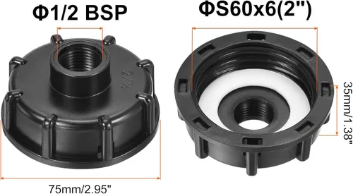 Miniatura 2 de PATIKIL IBC - Adaptador de bolsa de 2.362 in, rosca gruesa, salida hembra de 1/2 pulgada, conector de tapón de drenaje de 275-330 galones