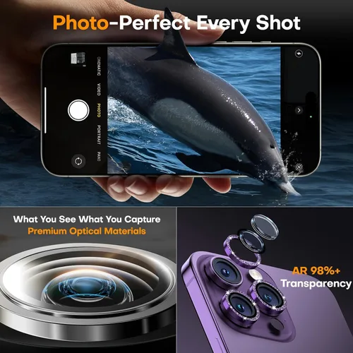 Miniatura 4 de Protector de lente de cámara para iPhone 17 Pro Max/17 Pro/16 Pro Max/16 Pro/15 Pro Max/15 Pro/14 Pro Max/14 Pro, cubierta individual de metal