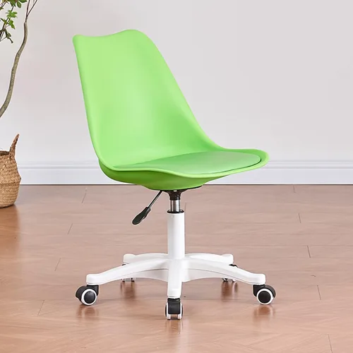 Miniatura 16 de Silla de escritorio transparente, silla de oficina de acrílico sin brazos con ruedas, giratoria de 360° y silla de tocador de altura ajustable