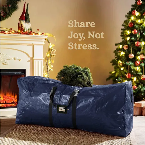 Miniatura 2 de Zober Bolsa de almacenamiento para árbol de Navidad – Se adapta a árboles artificiales de 7.5 pies – Bolsa de plástico impermeable para árbol
