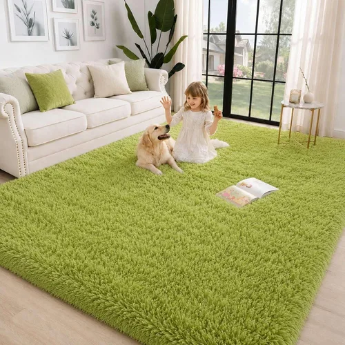 Miniatura 30 de Alfombra mullida de 5 x 8 pies, apta para mascotas, de fácil cuidado, ultra suave, con respaldo antideslizante, moderna alfombra de felpa mullida
