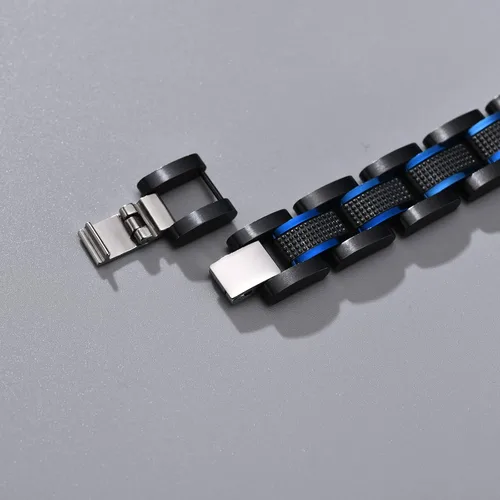 Miniatura 6 de VNOX Pulseras de identificación de alerta médica de emergencia de dos tonos para hombres, esposo, padre