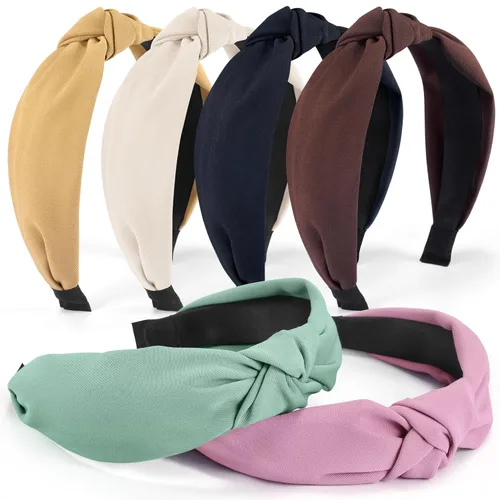 Miniatura 14 de DiyJibb Diademas para Mujeres y Niñas - 6 Piezas Diademas Elegantes con Nudo Superior - Diadema Anudada para Mujeres - Bandas para la Cabeza Anchas