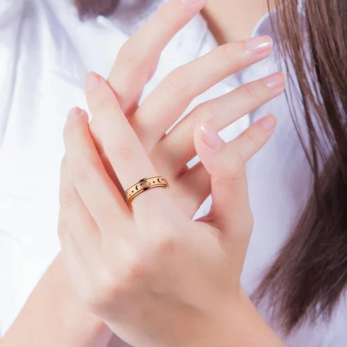 Miniatura 5 de Anillos giratorios para aliviar la ansiedad y la ansiedad para mujeres, 0.236 pulgadas, acero inoxidable, para aliviar la preocupación y el estrés
