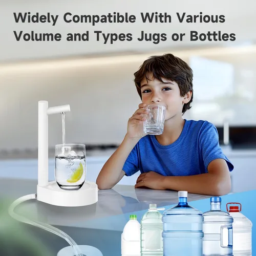 Miniatura 7 de Dispensador de agua de escritorio para botella de 5 galones, bomba de agua eléctrica portátil de escritorio con carga USB-C rápida para el hogar