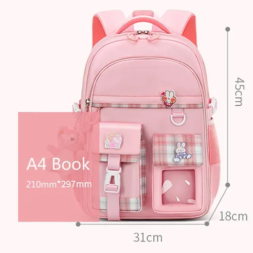 Miniatura 6 de KEBEIXUAN Mochilas para niñas con bonito colgante Kawaii School Bag, A-Rosa, Lindo