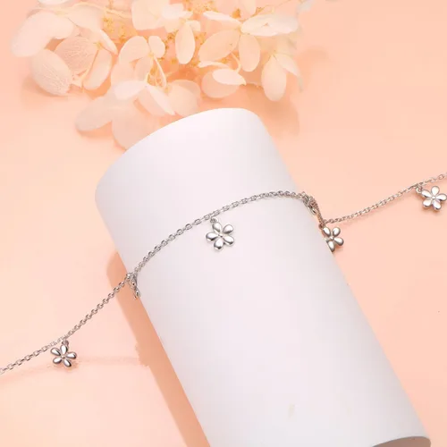 Miniatura 4 de Gargantilla de plata esterlina DAOCHONG con colgante, cadena de disco para mujer y chica, de 33cm + 7,6cm