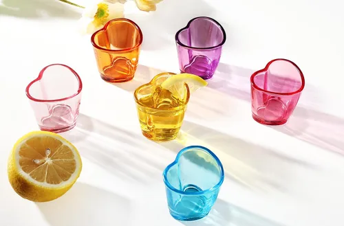 Miniatura 4 de Juego de vasos de chupito con forma de corazón, lindo vaso de chupito rosa para accesorios de carrito de bar, 1.5 onzas (6, azul)