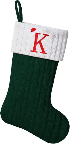 Miniatura 35 de Medias de Navidad personalizadas de 19 pulgadas con iniciales bordadas, medias de Navidad de punto negro para decoraciones de vacaciones familiares
