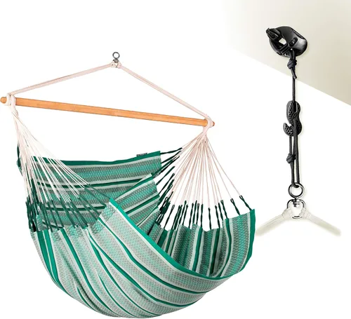 Miniatura 35 de La Siesta® XL King Habana - Hamaca colgante de algodón, para interiores y exteriores, silla colgante bohemia para dormitorio, patio, máximo 355