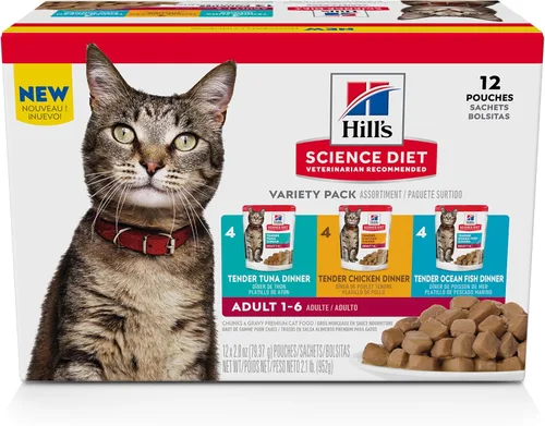 Miniatura 13 de Hill's Science Diet Adulto 1-6, Adulto 1-6 Premium Nutrition, Comida húmeda para gatos, estofado de pescado del océano, bolsa de 2.8 onzas, caja