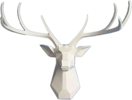 Miniatura 8 de YJ Home Decoración de pared con cabeza de ciervo, negro, 23.3 pulgadas de ancho x 21.3 pulgadas de alto Taxidermia sintética, diseño geométrico