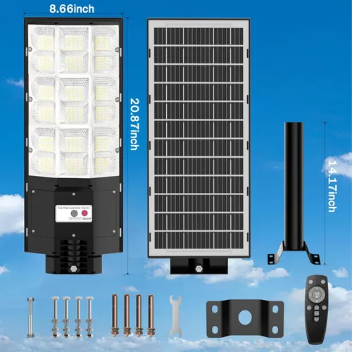 Miniatura 7 de Farolas solares impermeables para exteriores, 6500K 8500W gran angular, luz de inundación LED IP66 del atardecer al amanecer solar con sensor