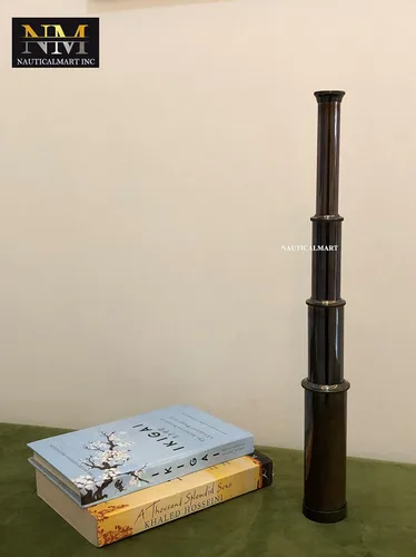 Miniatura 2 de Telescopio de vidrio espía antiguo marrón de latón macizo, 15 pulgadas de largo, regalo coleccionable, perfecto para regalos de Navidad