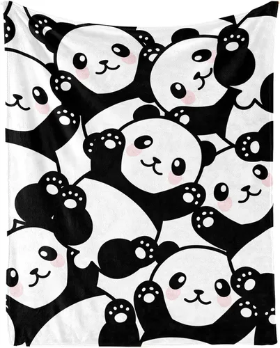 Miniatura 12 de Manta de panda para niños y niñas, con bonito diseño de panda impreso, manta para regazo de niños, silla, cálida y suave manta acogedora, 30 x 40