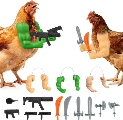 Miniatura 6 de Enrichoice 3PCS 3D Printed Chicken Arms to Put on Chickens with 16 Interchangeable Accessories, Funny Chicken Hands Toys for Dress Up, Photos