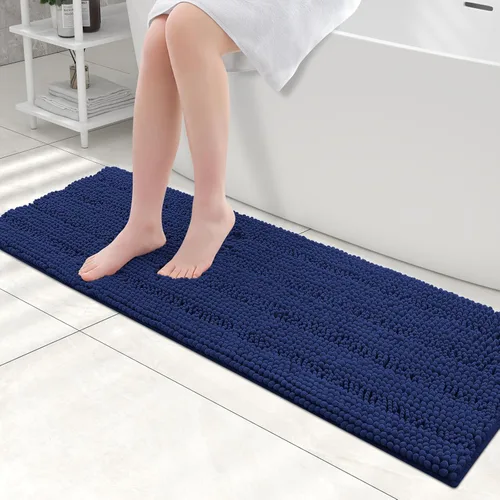Miniatura 242 de Grandaily Alfombras de baño de felpilla a rayas de 24 x 16 pulgadas, extra gruesas y suaves, absorbentes, parte trasera de goma, alfombra de ducha