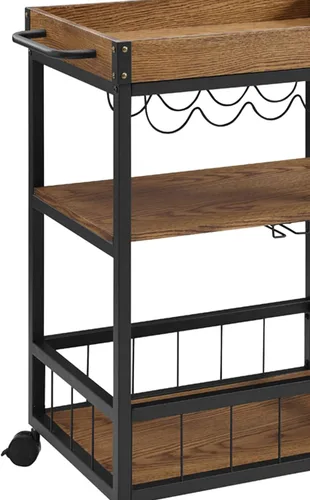 Miniatura 14 de Carrito de cocina portable Linon Austin., Madera, Negro