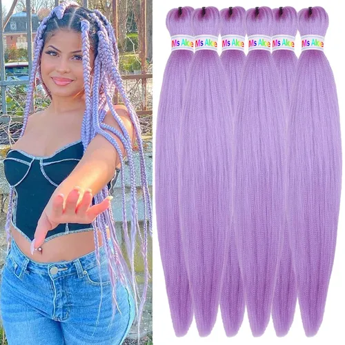 Miniatura 9 de Cabello trenzado colorido preestirado, trenzas de color de 26 pulgadas, extensiones de cabello preestirado, extensiones de cabello multicolor 6
