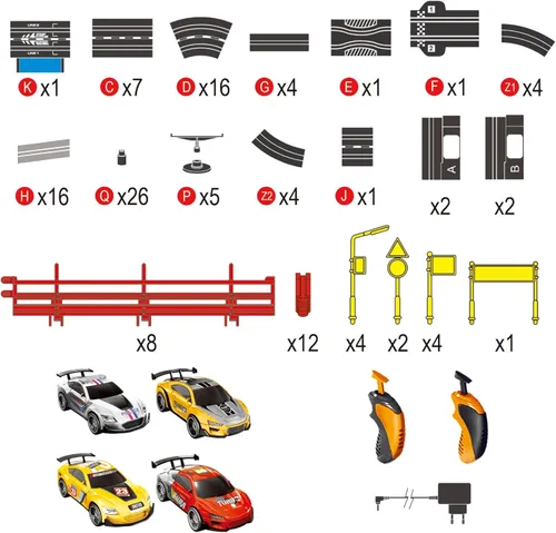 Miniatura 6 de Slot Car Race Track a escala 1:43 para niños, pistas LED eléctricas, doble carreras, 4 autos con faros, juguete grande, juego de pistas de regalo