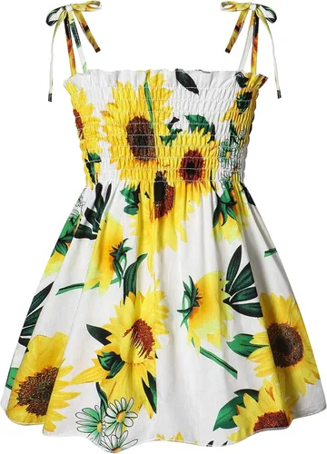 Miniatura 2 de Vestidos de verano para niña, estilo casual, sin mangas, con tirantes florales