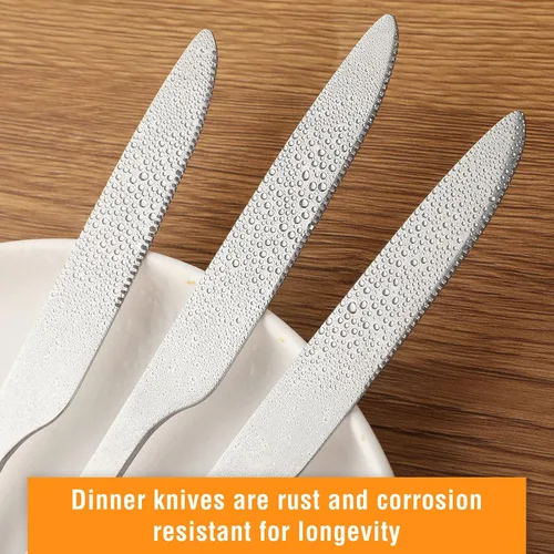 Miniatura 6 de Nuenen Juego de 100 cuchillos de cena, 8.3 pulgadas, cuchillo de mantequilla duradero de acero inoxidable, mesa dentada, cubiertos para carne