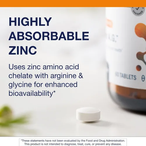 Miniatura 3 de Metagenics Zinc A.G. - Altamente absorbible - 20 mg de zinc - para apoyo inmunológico, salud ósea y metabolismo energético* - Arginato de zinc